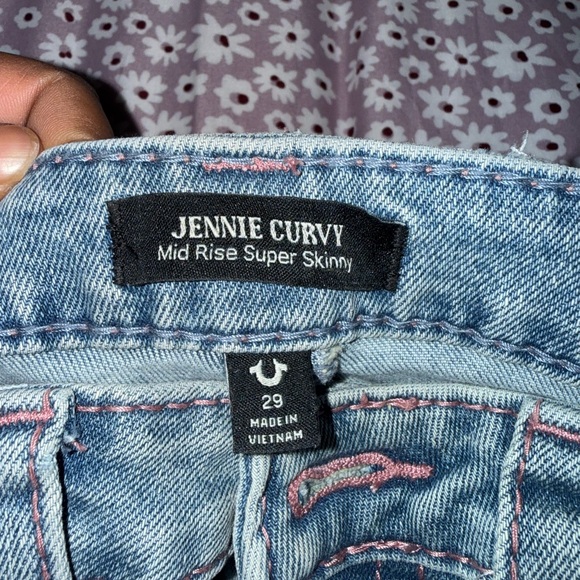 True Religion Women's Light Blue Mid Rise Super Skinny Jeans - Picture 4 of 5